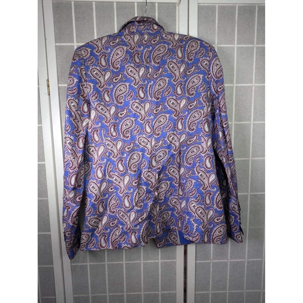 Banana Republic Womens Blazer 8 NWT $178 Rayon Linen Blue Paisley Single Button